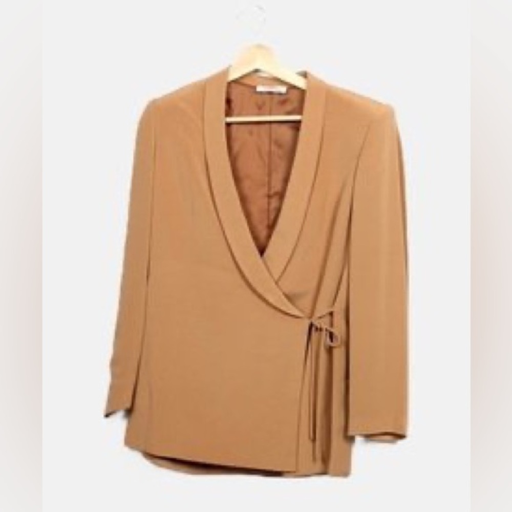 Vintage Valentino Miss V Tan Wrap Blazer size 40